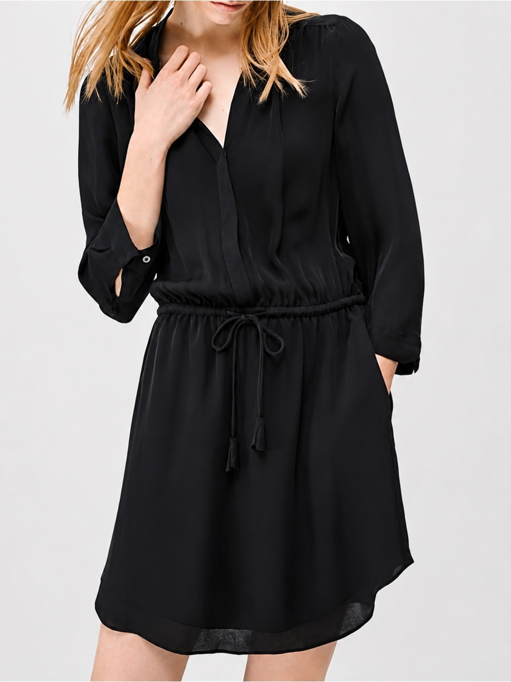 Babaton Aritzia Bennett 100% Silk Dress Black - Size Small